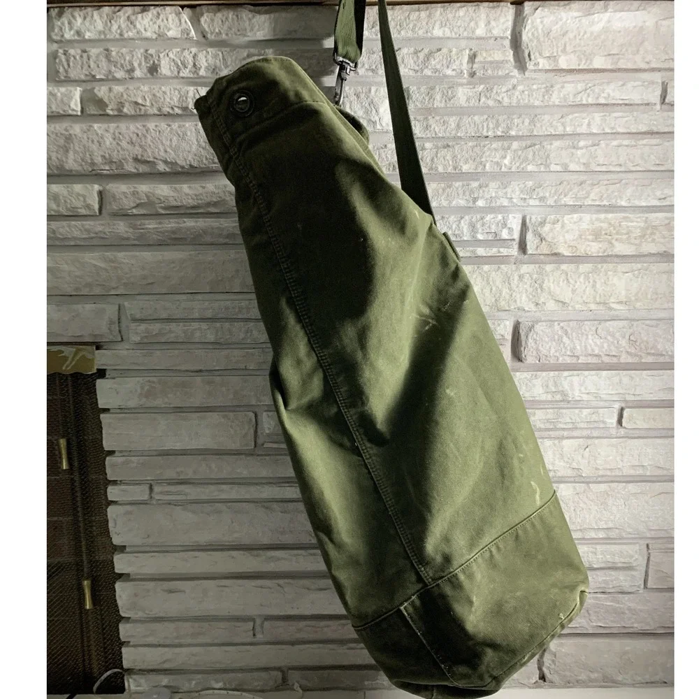 Vintage US Military Olive Drab Canvas Duffel Bag Sea Bag Top Load 36 Inch
